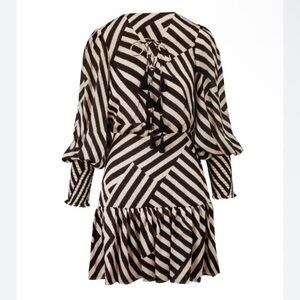 Sachin + Babi Samarah Directional Stripe Monochrome Zigzag Dress with Tassels